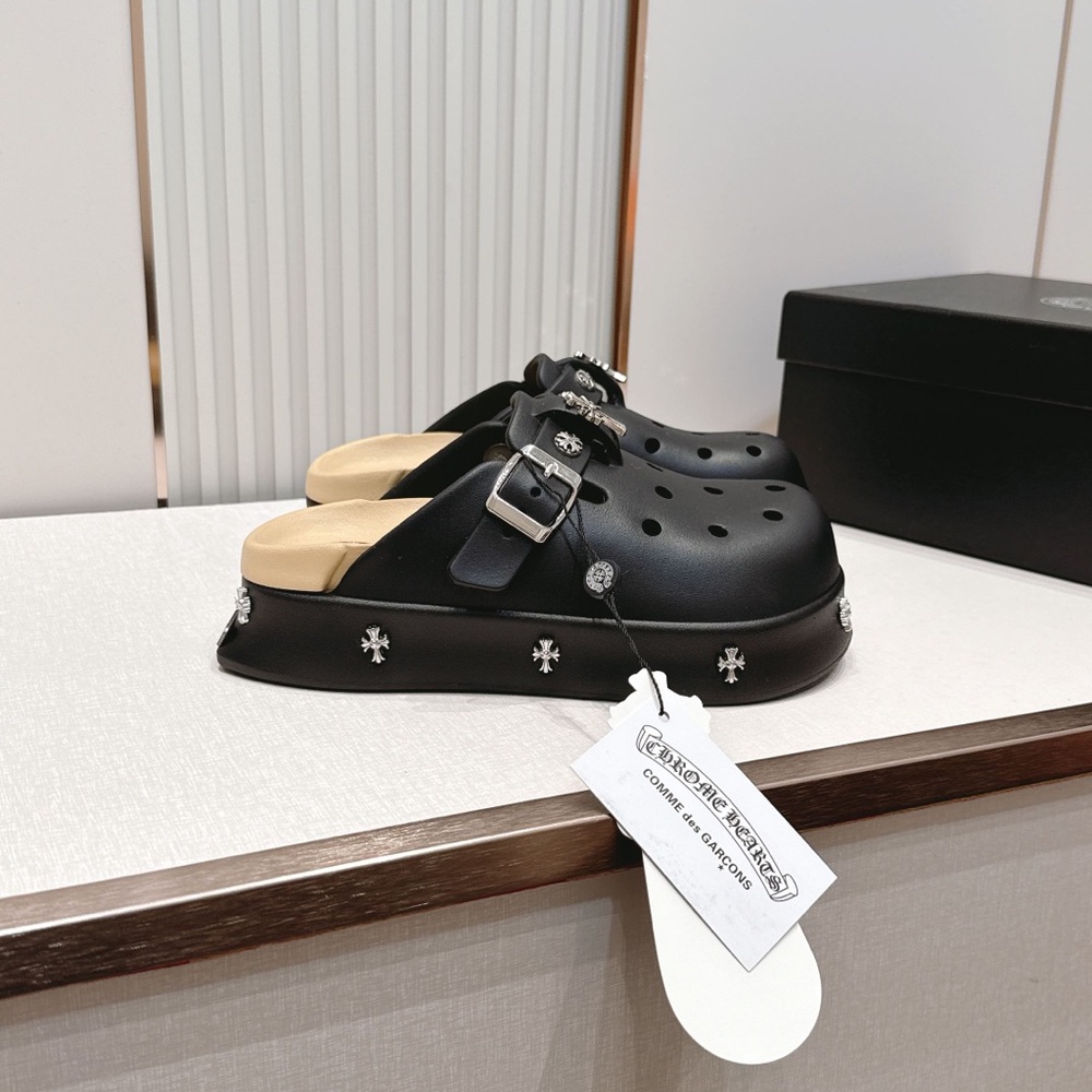Chrome Hearts Black Embellished Platform Clog Slides - Picture 2 of 9
